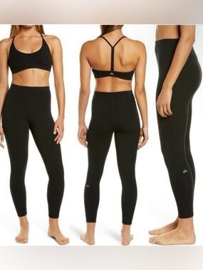 ALO Yoga High-Waist Blissful Ribbed Highwaist Legging - Black